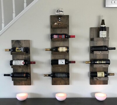 Tiered Rustic Wine Rack | The Steven | Spice Rack, Wall Mounted Wine Bottle Holder and Display Shelf Vertical - image2